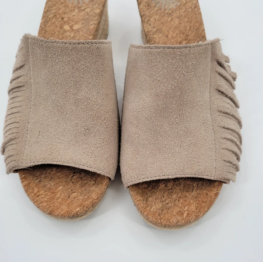 Ugg Danes Wedge Suede Leather Espadrille  Fringe Sandal 6